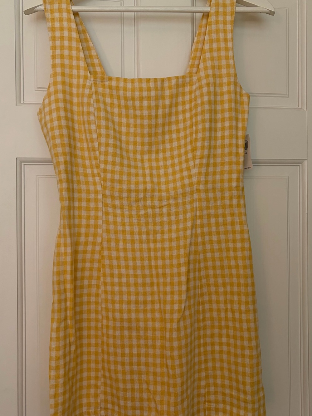 Old Navy Yellow and White Gingham Mini Dress, Petite Small. NWT